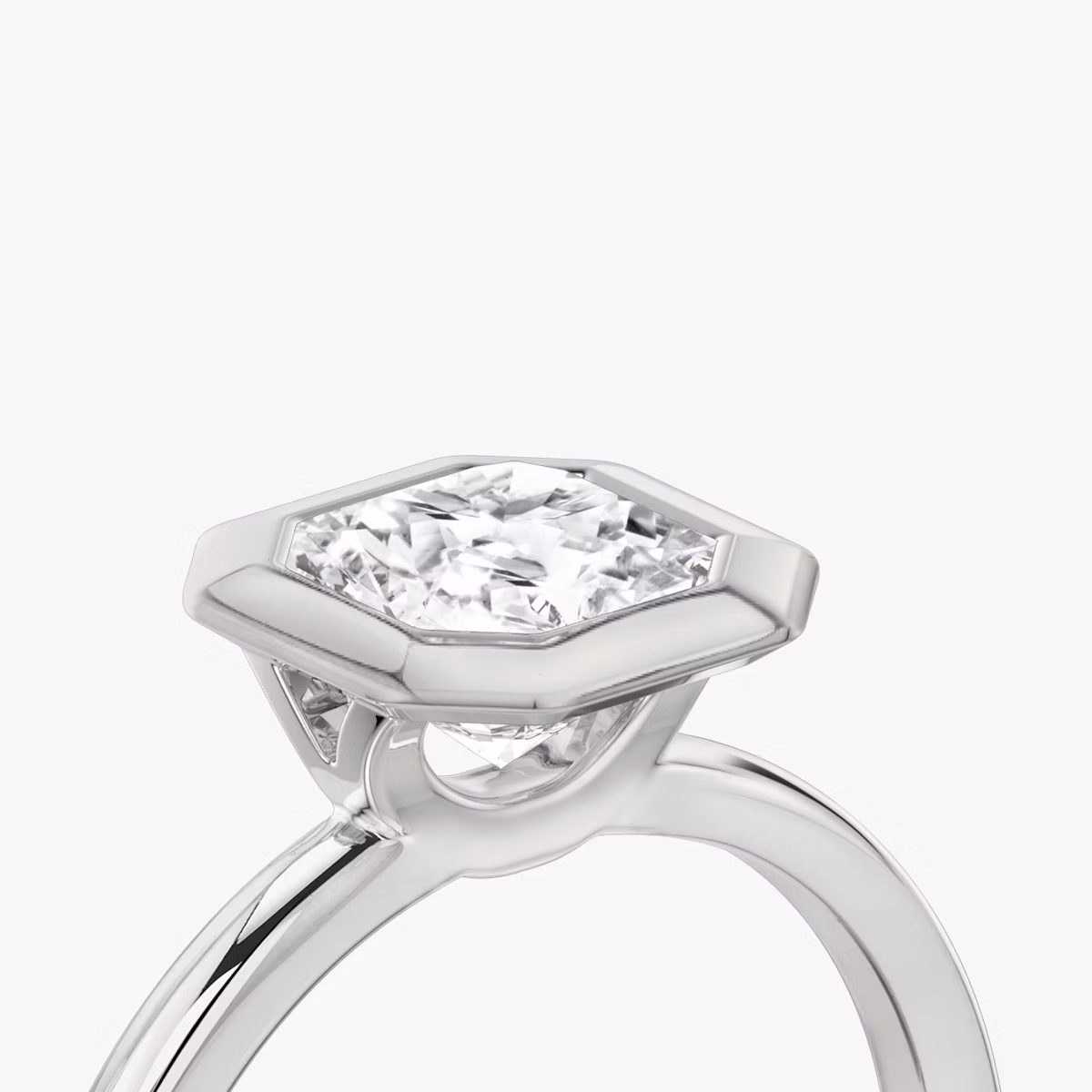 The Signature Bezel | Asscher | Platinum | bandAccent: Plain | diamondOrientation: vertical | caratWeight: other