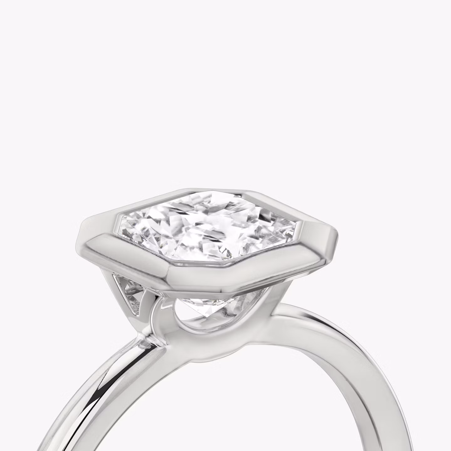 The Signature Bezel | Asscher | 18k | White Gold | bandAccent: Plain | diamondOrientation: horizontal | caratWeight: other