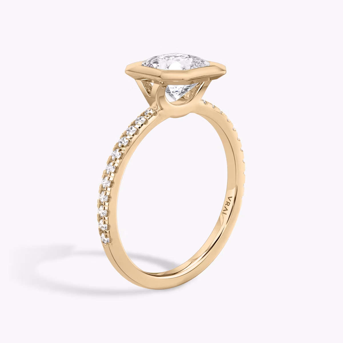 The Signature Bezel | Asscher | 14k | Rose Gold | bandAccent: Pavé | diamondOrientation: vertical | caratWeight: other