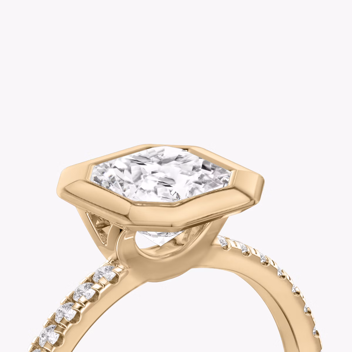 The Signature Bezel | Asscher | 14k | Rose Gold | bandAccent: Pavé | diamondOrientation: vertical | caratWeight: other