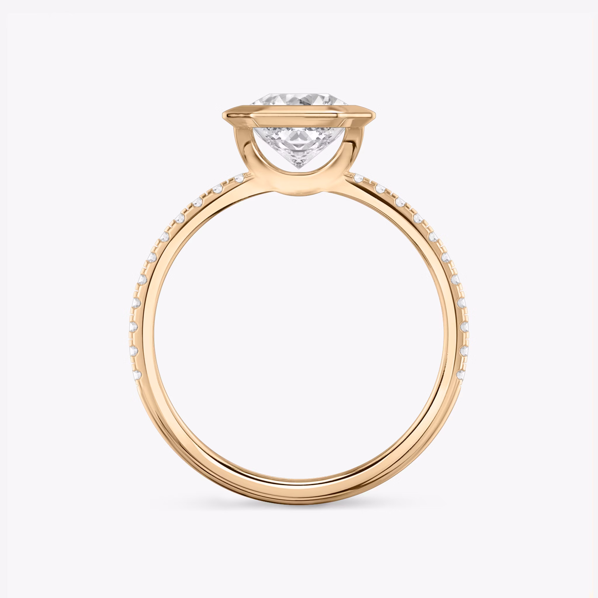 The Signature Bezel | Asscher | 14k | Rose Gold | bandAccent: Pavé | diamondOrientation: horizontal | caratWeight: other