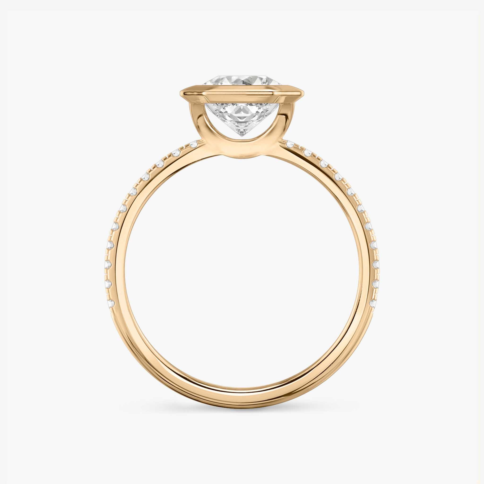 The Signature Bezel | Asscher | 14k | Rose Gold | bandAccent: Pavé | diamondOrientation: horizontal | caratWeight: other