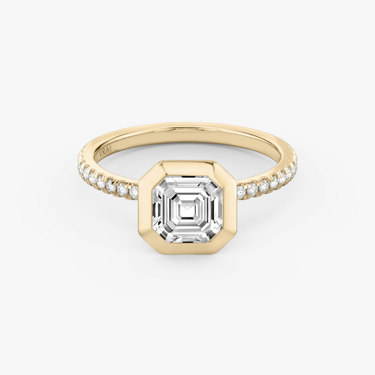 The Signature Bezel | Asscher | 14k | Rose Gold | bandAccent: Pavé | diamondOrientation: vertical | caratWeight: other