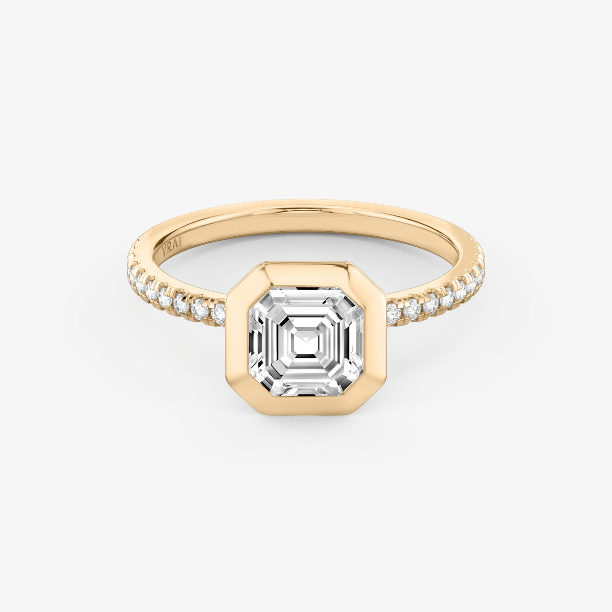 The Signature Bezel | Asscher | 14k | Rose Gold | bandAccent: Pavé | diamondOrientation: horizontal | caratWeight: other