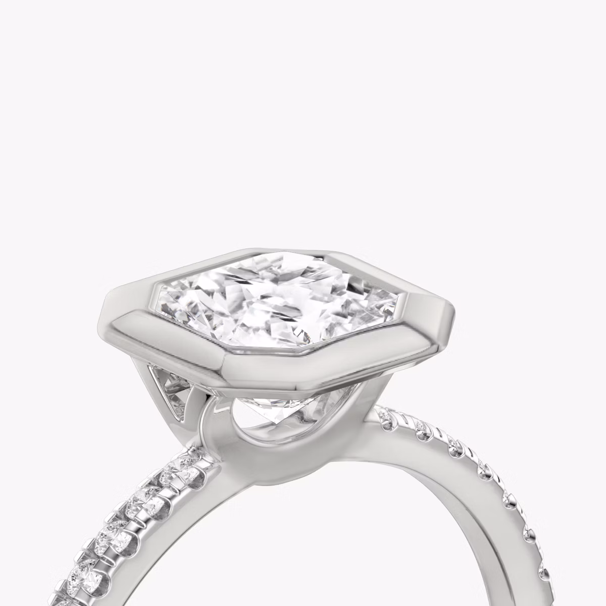 The Signature Bezel | Asscher | Platinum | bandAccent: Pavé | diamondOrientation: vertical | caratWeight: other