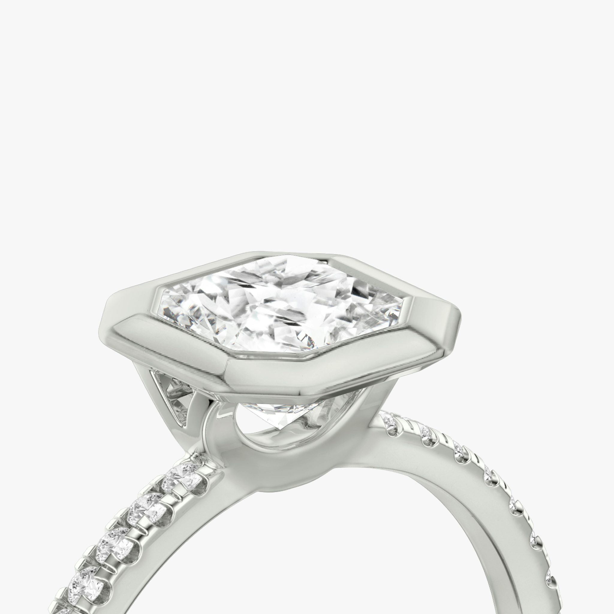 The Signature Bezel | Asscher | Platinum | bandAccent: Pavé | diamondOrientation: horizontal | caratWeight: other