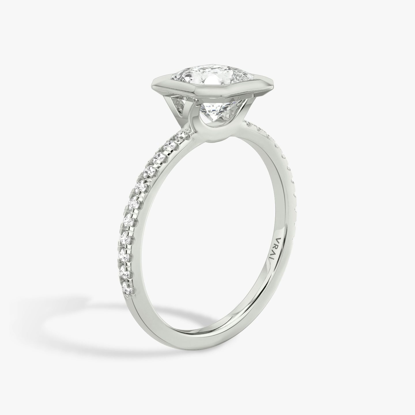 The Signature Bezel | Asscher | Platinum | bandAccent: Pavé | diamondOrientation: vertical | caratWeight: other