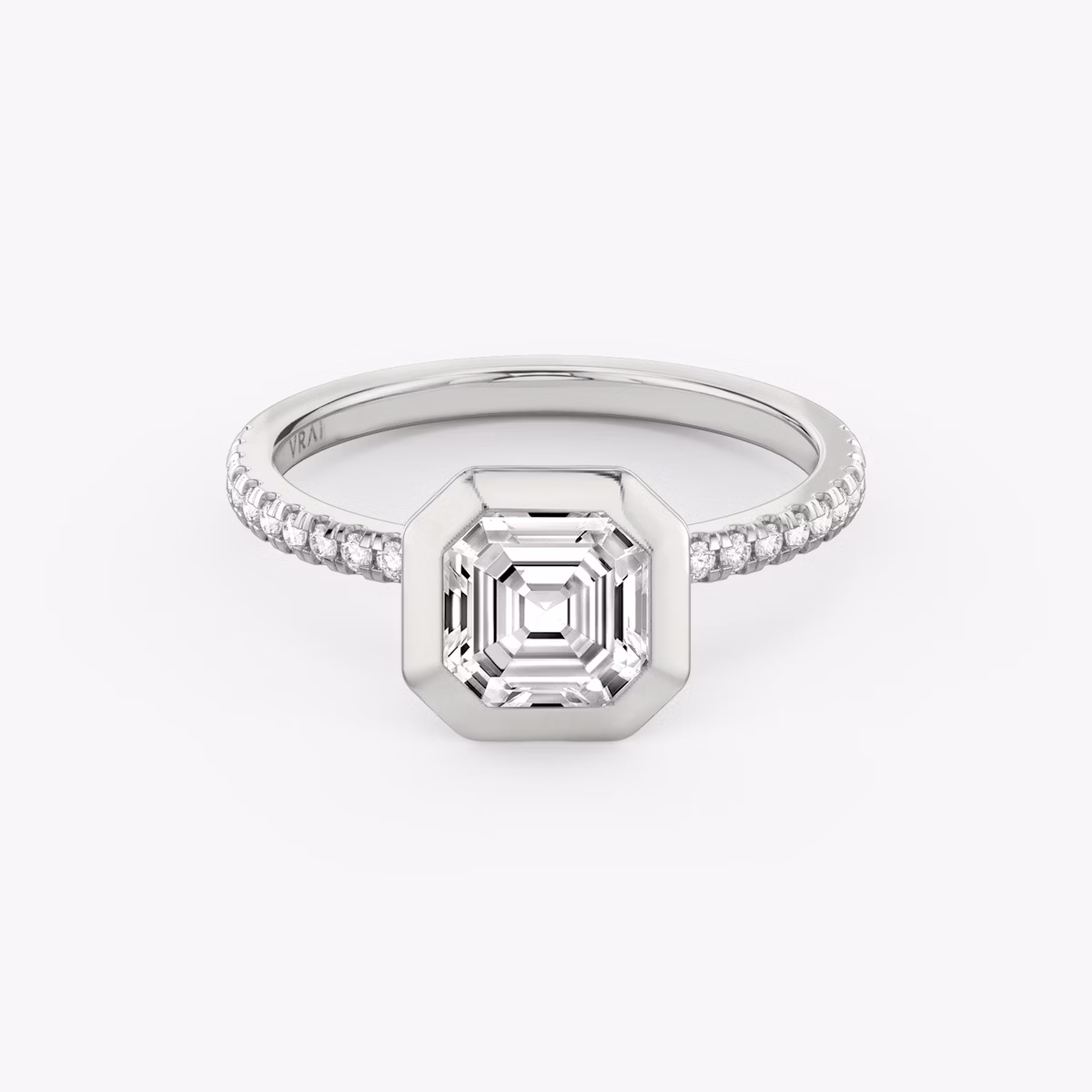 The Signature Bezel | Asscher | Platinum | bandAccent: Pavé | diamondOrientation: vertical | caratWeight: other