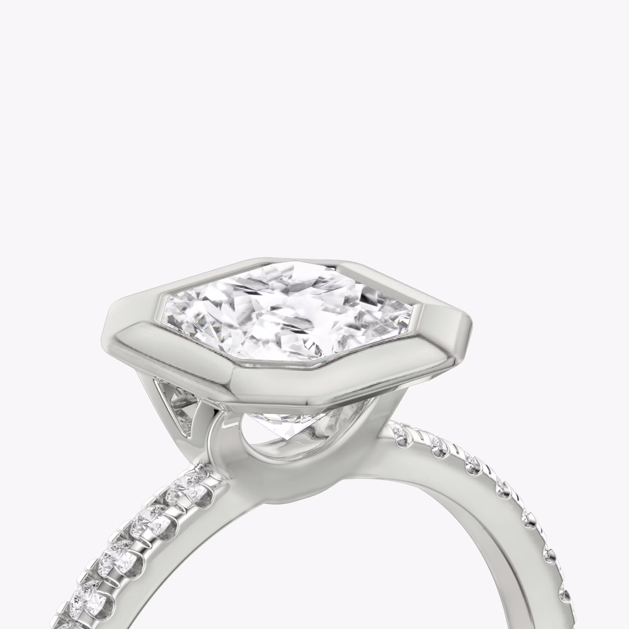 The Signature Bezel | Asscher | 18k | White Gold | bandAccent: Pavé | diamondOrientation: horizontal | caratWeight: other