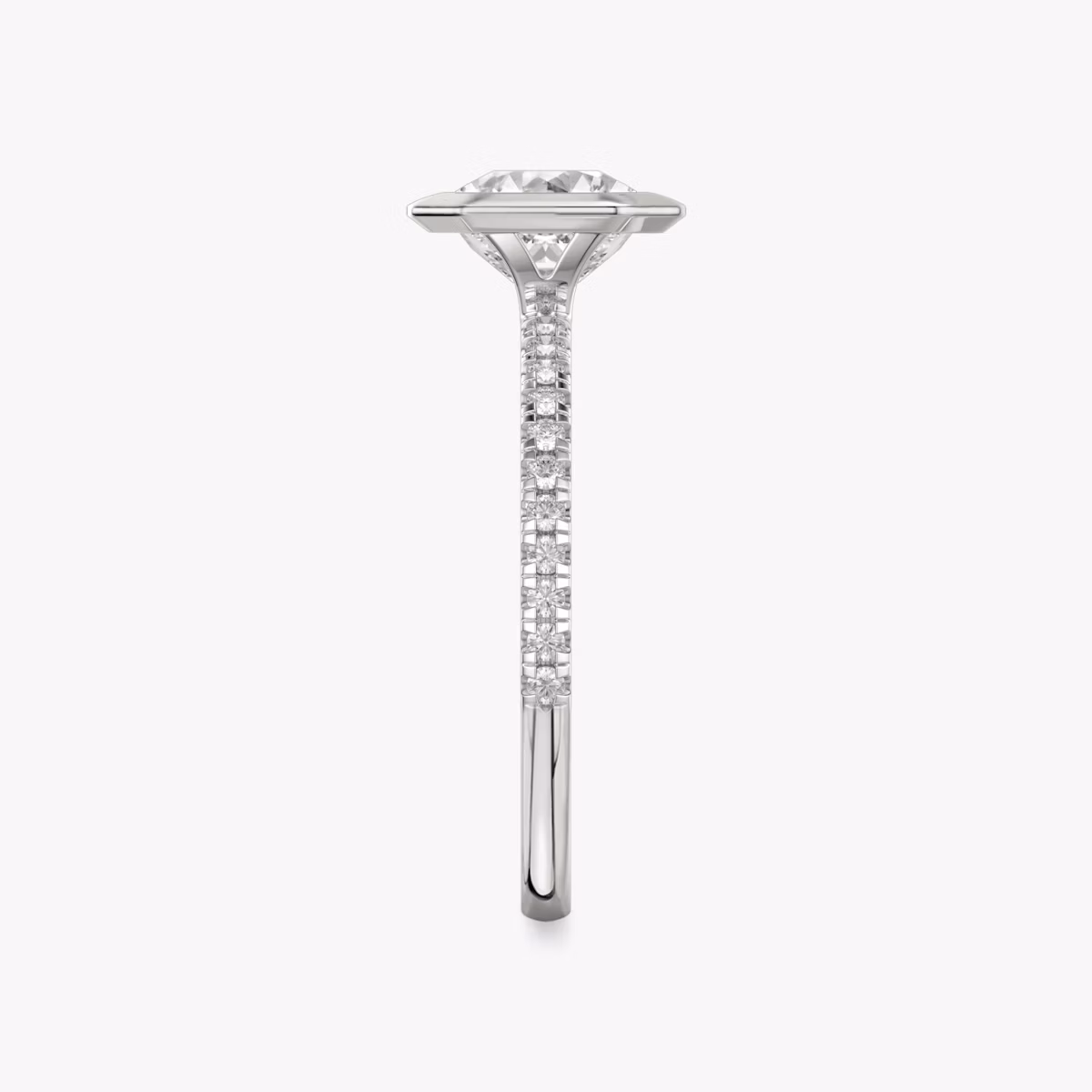 The Signature Bezel | Asscher | 18k | White Gold | bandAccent: Pavé | diamondOrientation: vertical | caratWeight: other