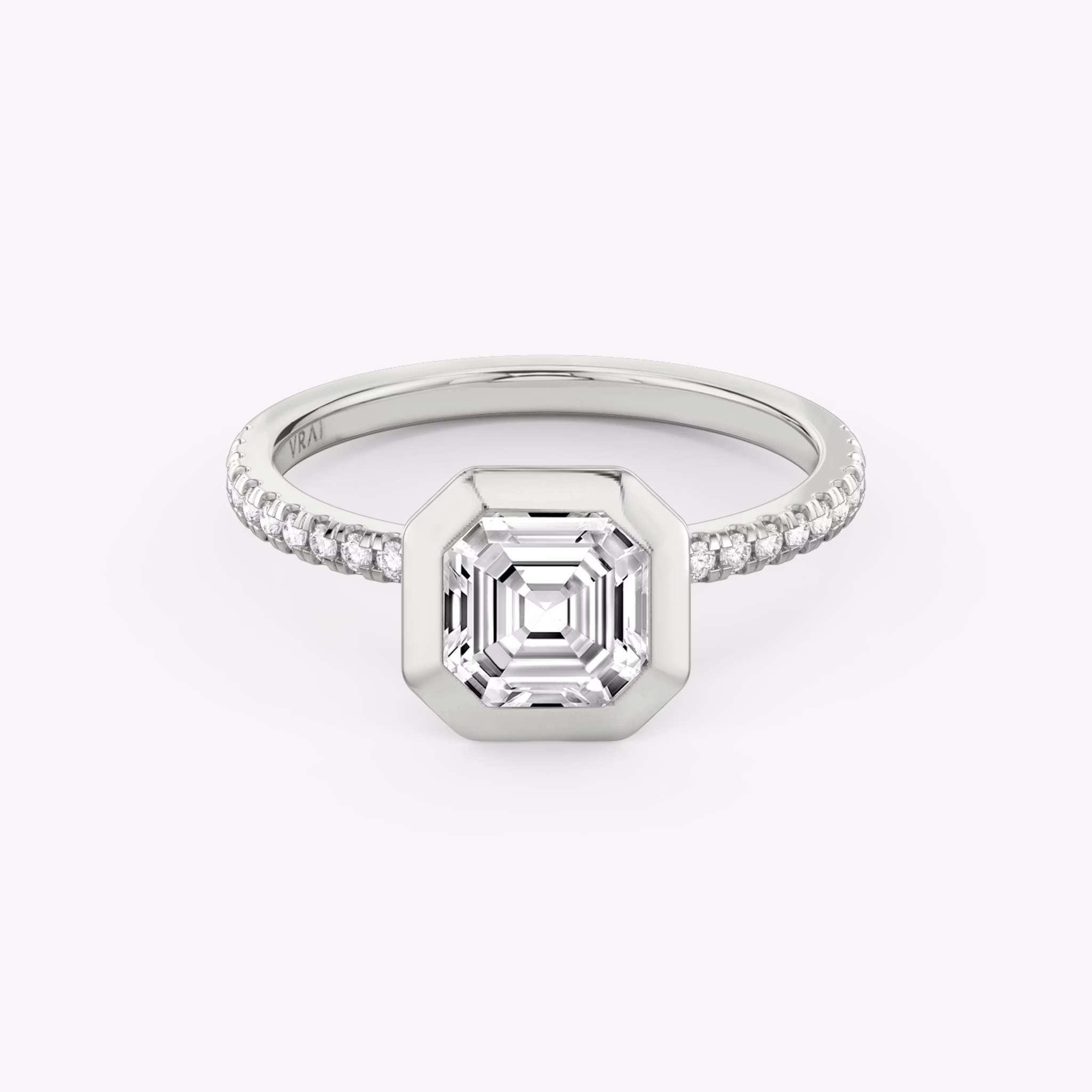 The Signature Bezel | Asscher | 18k | White Gold | bandAccent: Pavé | diamondOrientation: horizontal | caratWeight: other