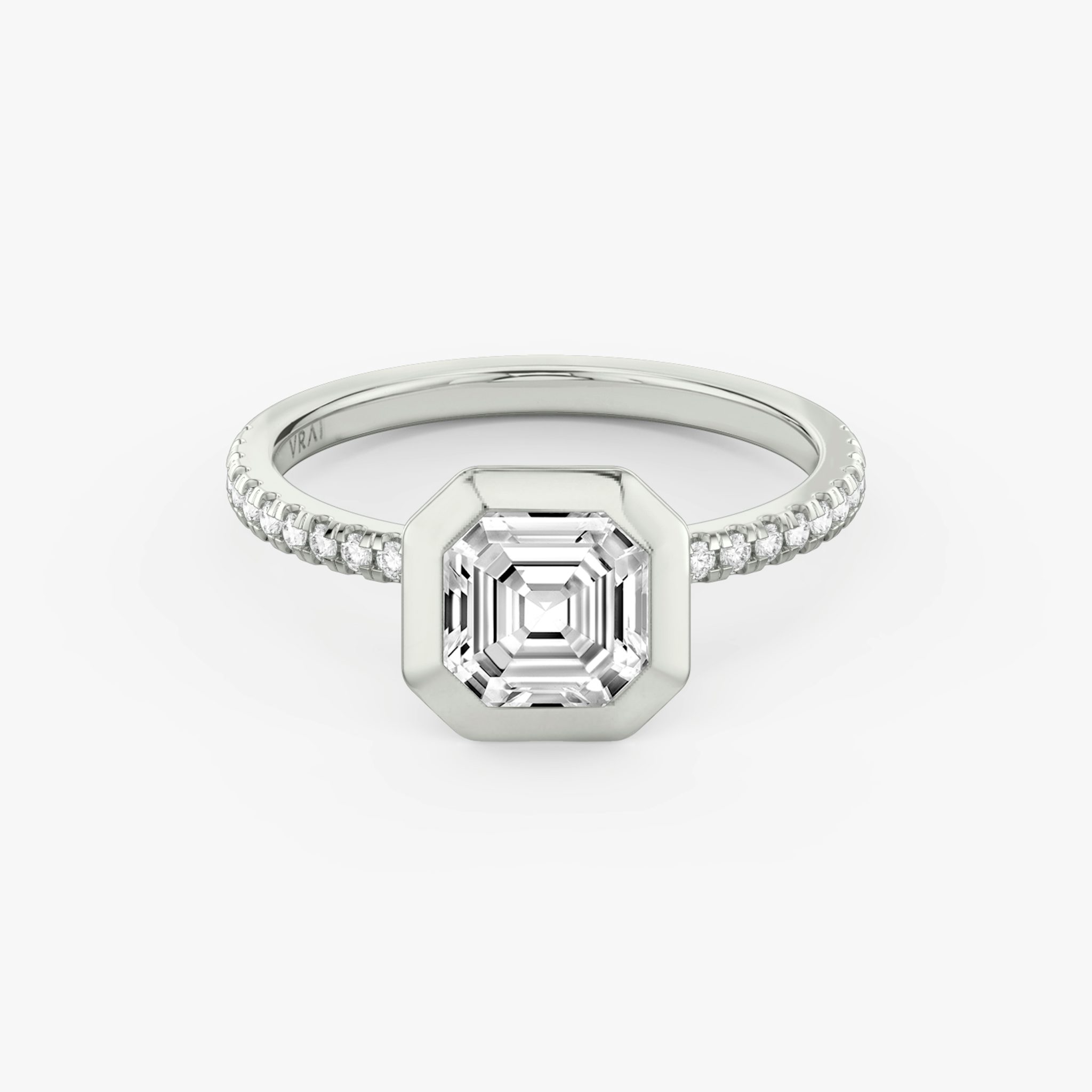 The Signature Bezel | Asscher | 18k | White Gold | bandAccent: Pavé | diamondOrientation: horizontal | caratWeight: other