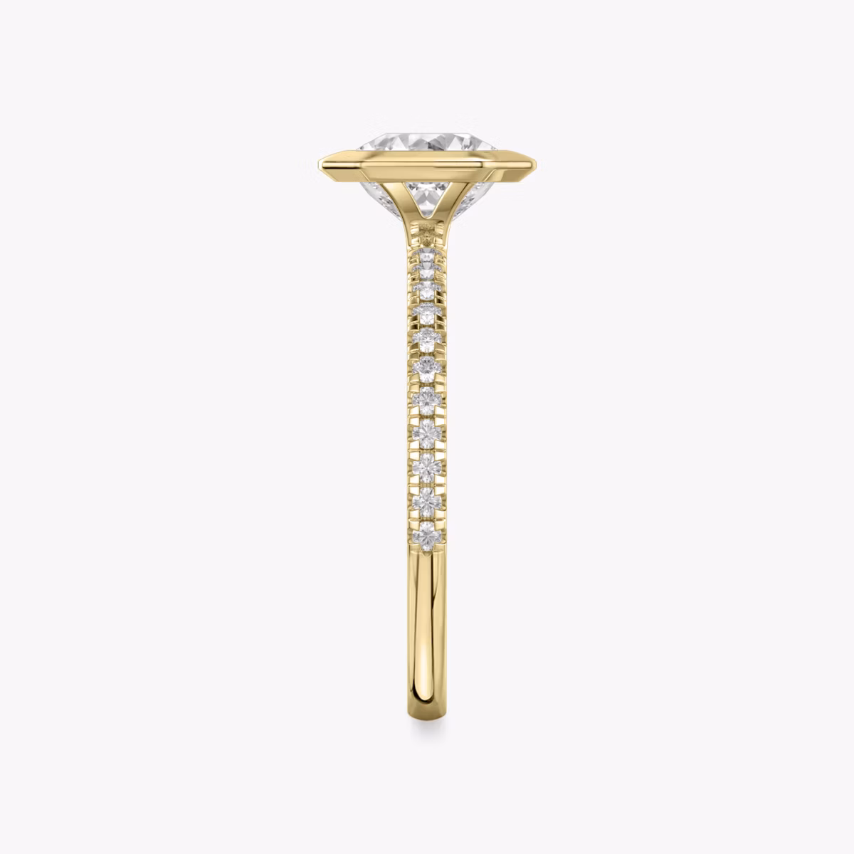 The Signature Bezel | Asscher | 18k | Yellow Gold | bandAccent: Pavé | diamondOrientation: vertical | caratWeight: other