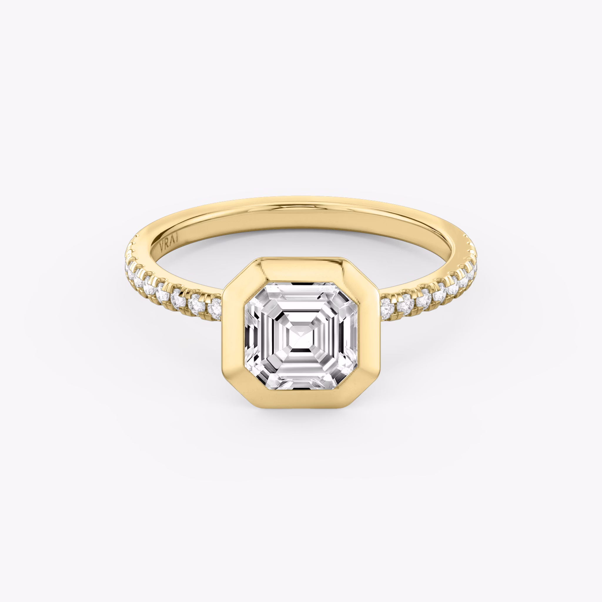 The Signature Bezel | Asscher | 18k | Yellow Gold | bandAccent: Pavé | diamondOrientation: horizontal | caratWeight: other