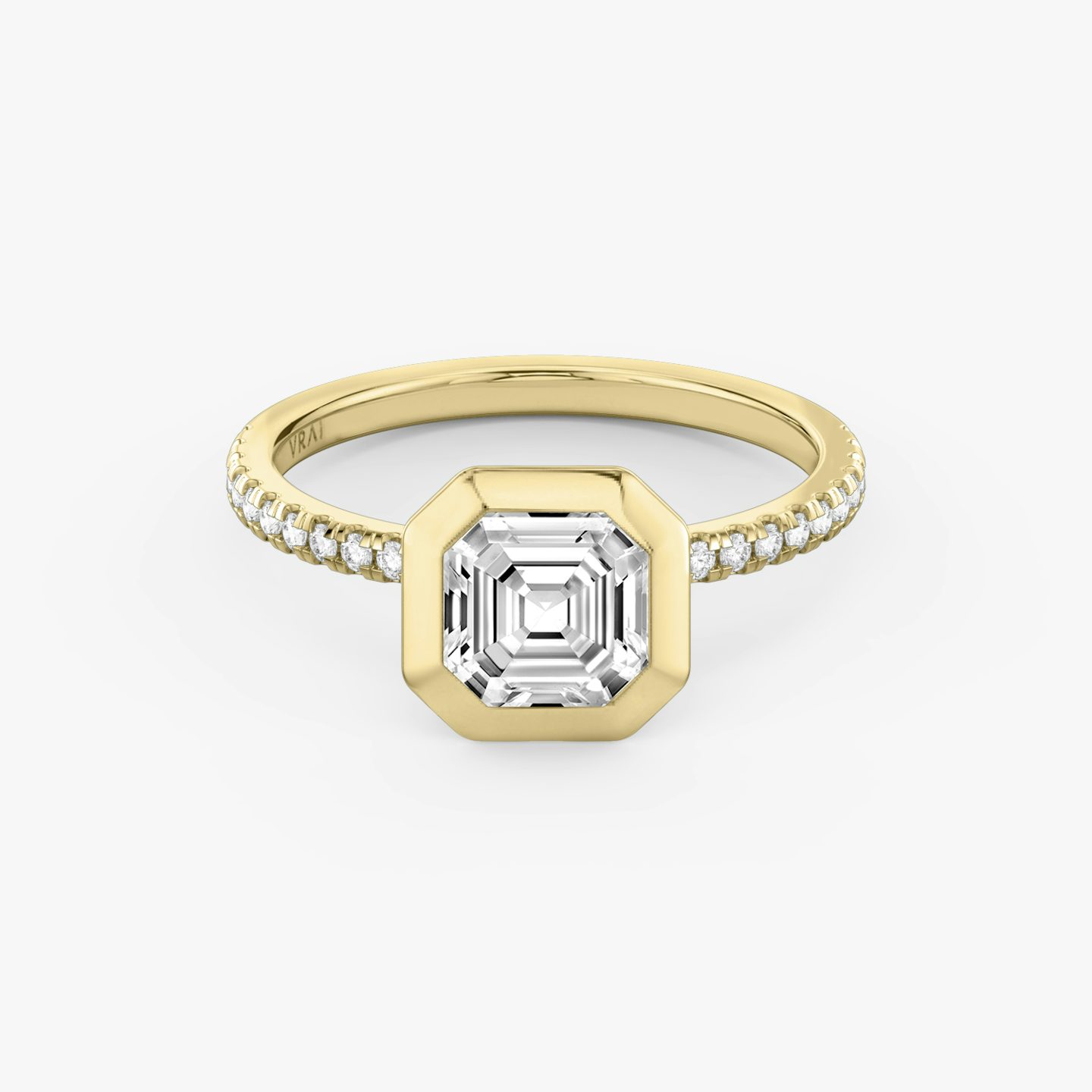 Signature Bezel | Asscher | 18k | Gelbgold | bandAccent: Mit Pavé-Besatz | diamondOrientation: vertical | caratWeight: other