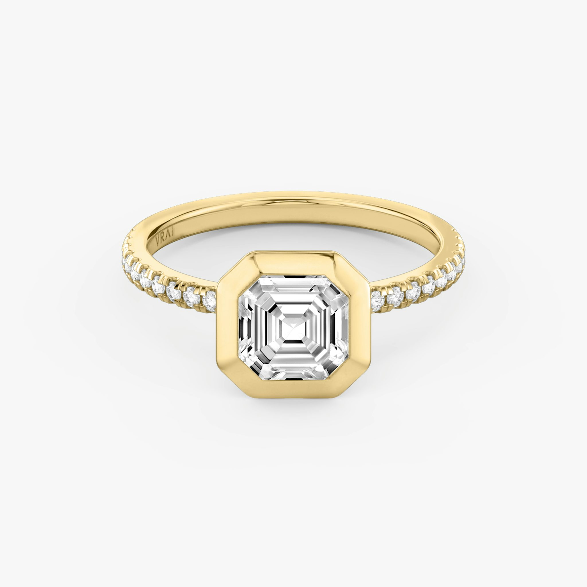 The Signature Bezel | Asscher | 18k | Yellow Gold | bandAccent: Pavé | diamondOrientation: horizontal | caratWeight: other