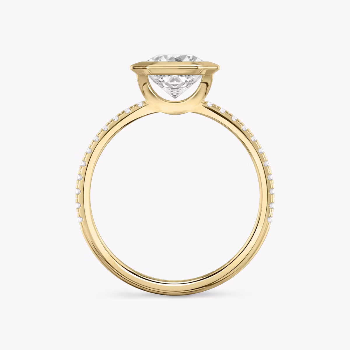 The Signature Bezel | Asscher | 18k | Yellow Gold | bandAccent: Pavé | diamondOrientation: vertical | caratWeight: other
