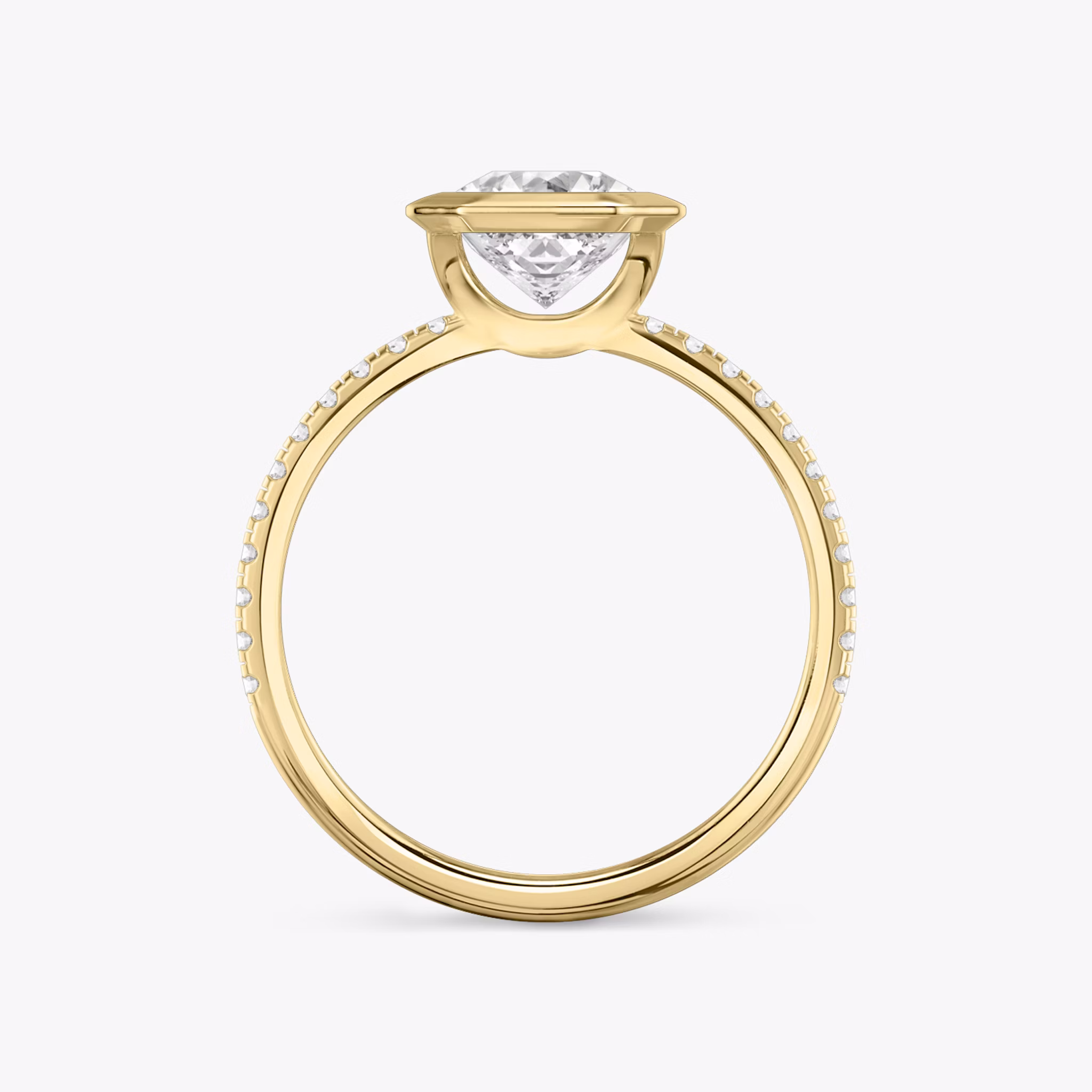 The Signature Bezel | Asscher | 18k | Yellow Gold | bandAccent: Pavé | diamondOrientation: horizontal | caratWeight: other