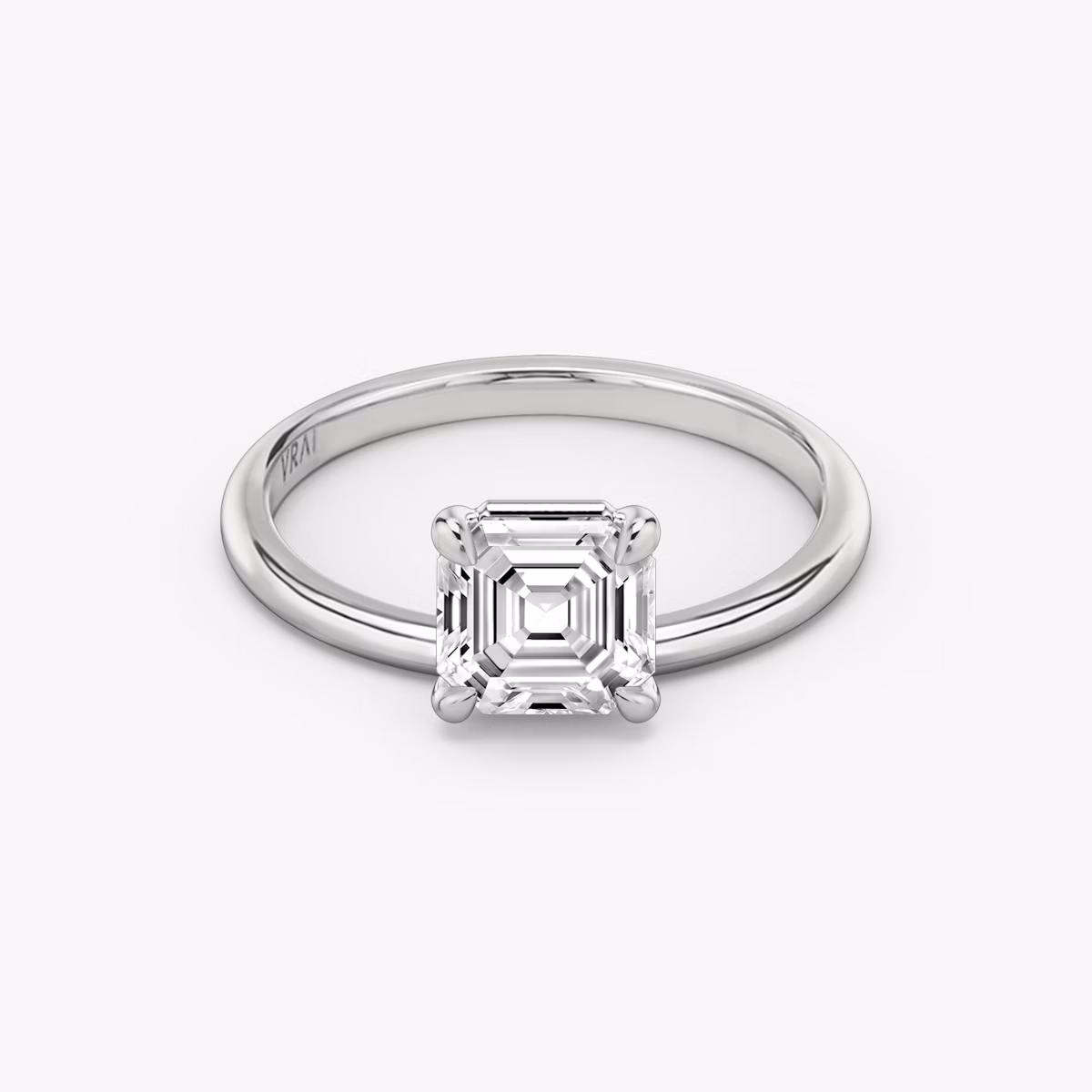 The Hover | Asscher | 18k | White Gold | bandAccent: Plain | diamondOrientation: vertical | caratWeight: other