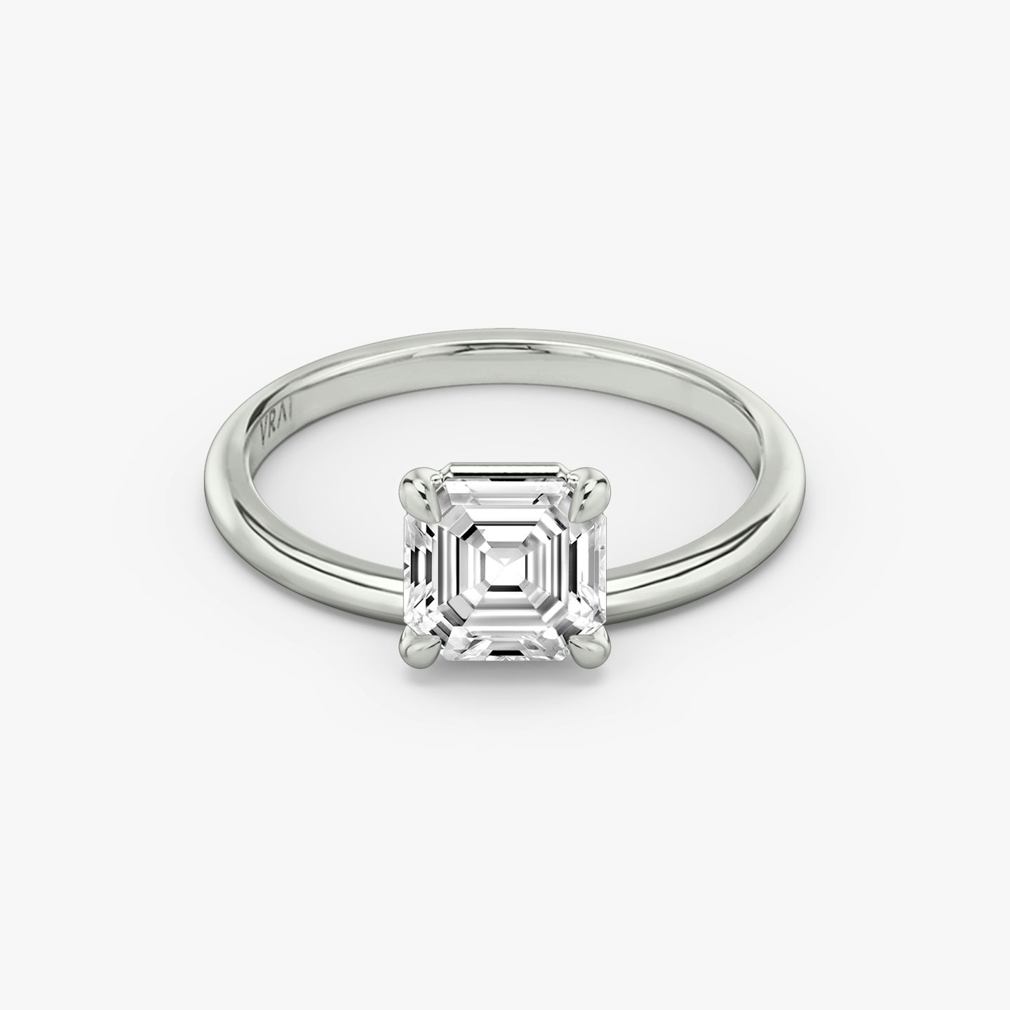 Bague de fiançailles Hover | Asscher | 18k | Or blanc | bandAccent: Simple | diamondOrientation: vertical | caratWeight: other