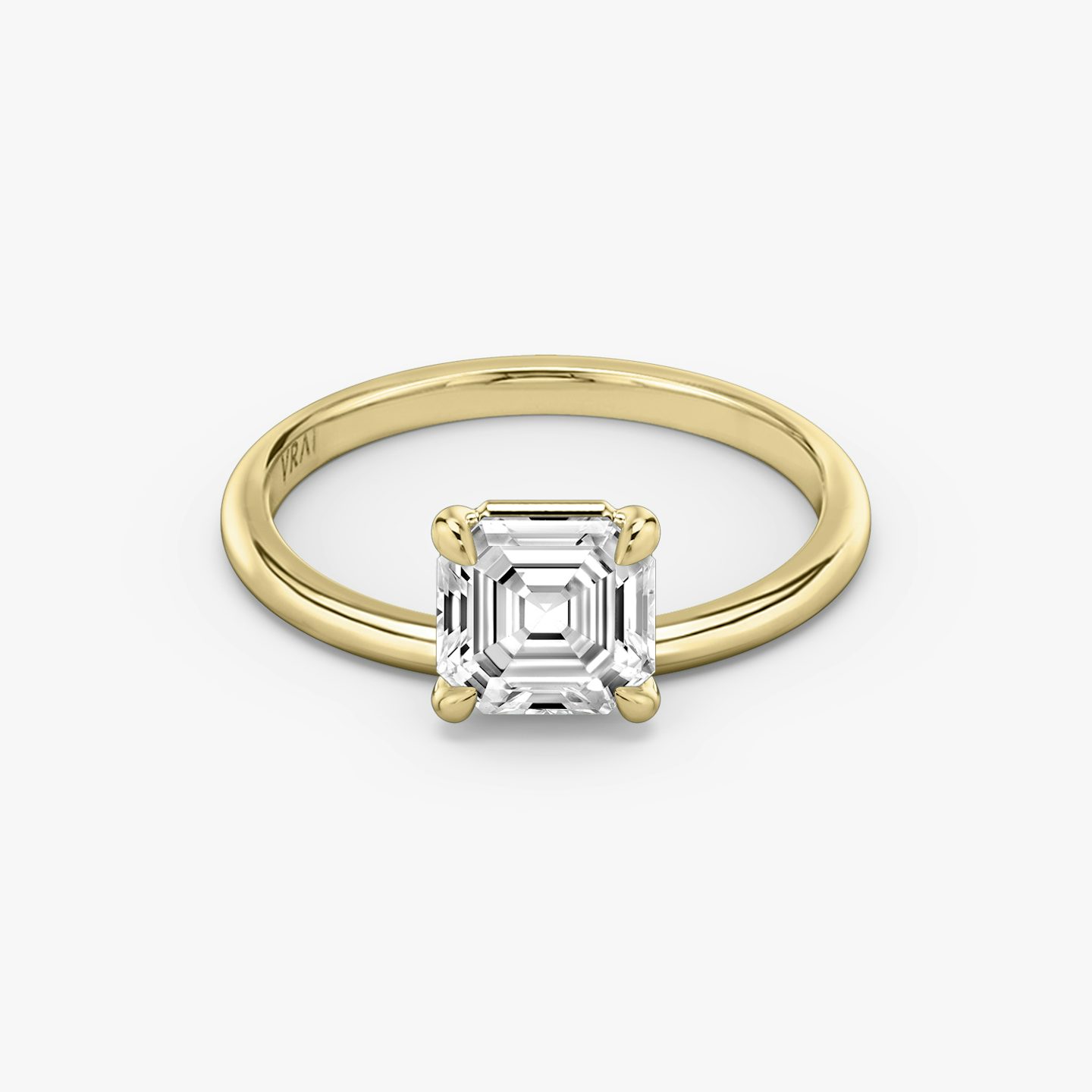 Anillo de compromiso Hover | Asscher | 18k | Oro amarillo | bandAccent: Simple | diamondOrientation: vertical | caratWeight: other