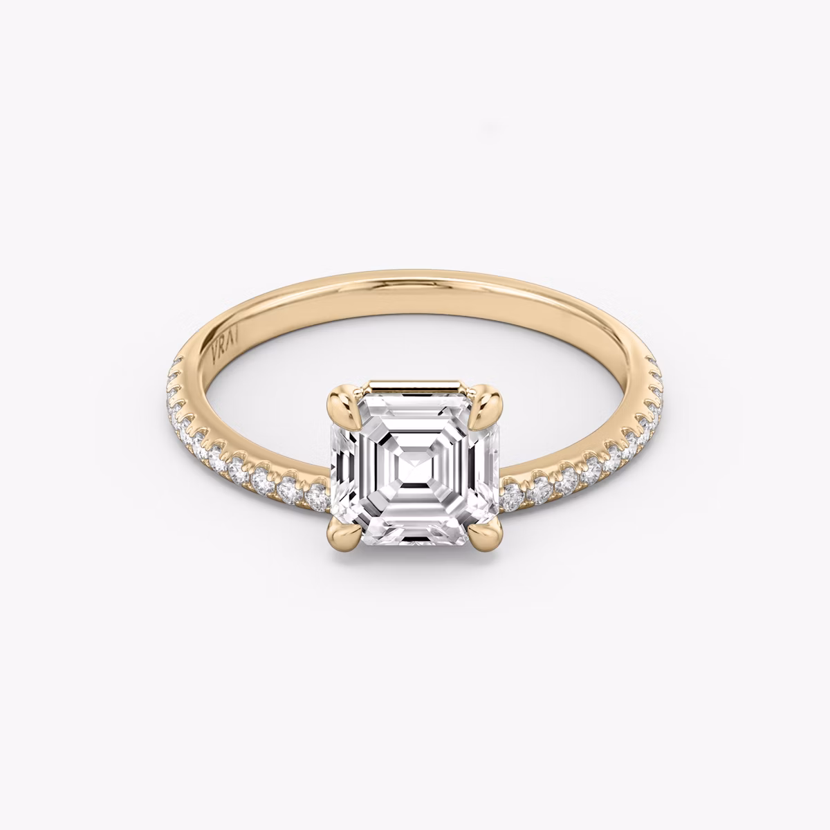 The Hover | Asscher | 14k | Rose Gold | bandAccent: Pavé | diamondOrientation: vertical | caratWeight: other