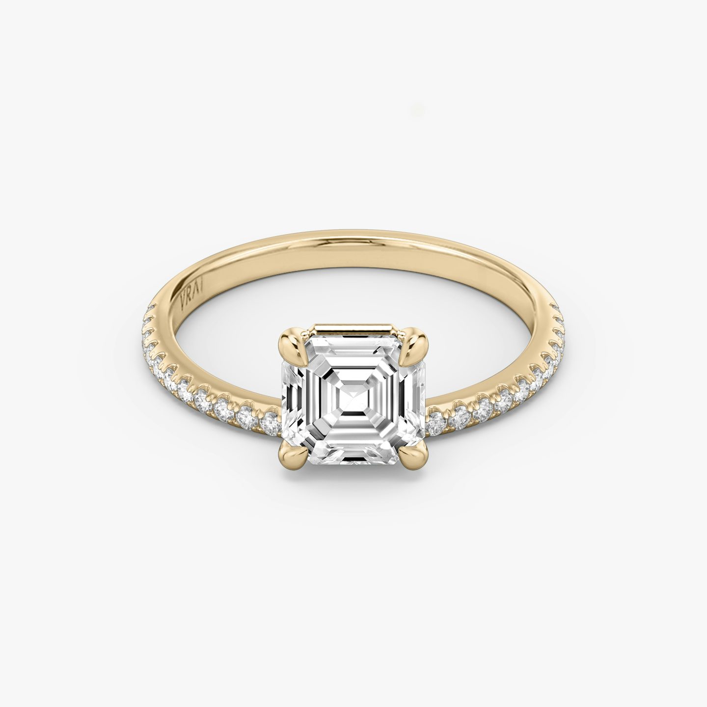 Hover | Asscher | 14k | Roségold | bandAccent: Mit Pavé-Besatz | diamondOrientation: vertical | caratWeight: other