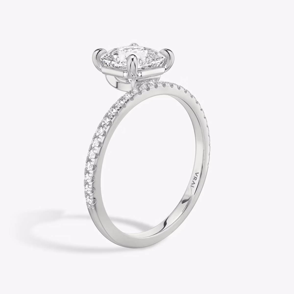 The Hover | Asscher | 18k | White Gold | bandAccent: Pavé | diamondOrientation: vertical | caratWeight: other