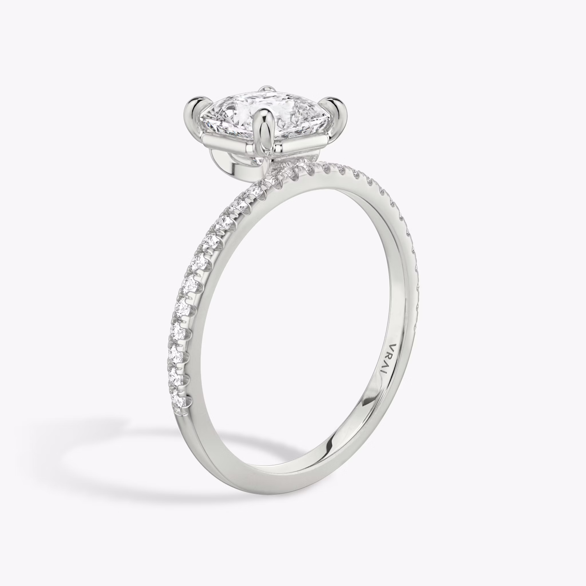 The Hover | Asscher | 18k | White Gold | bandAccent: Pavé | diamondOrientation: vertical | caratWeight: other