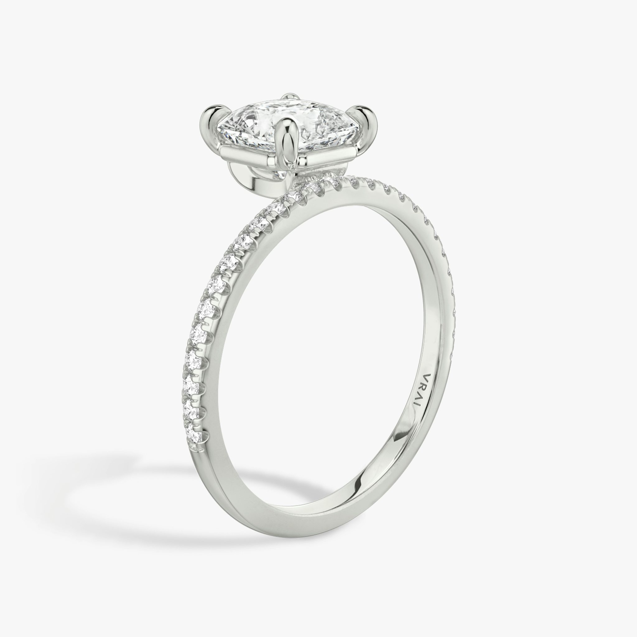 The Hover | Asscher | Platinum | bandAccent: Pavé | diamondOrientation: vertical | caratWeight: other