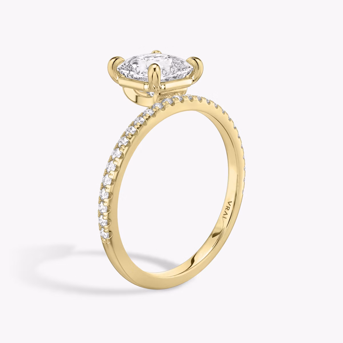 The Hover | Asscher | 18k | Yellow Gold | bandAccent: Pavé | diamondOrientation: vertical | caratWeight: other