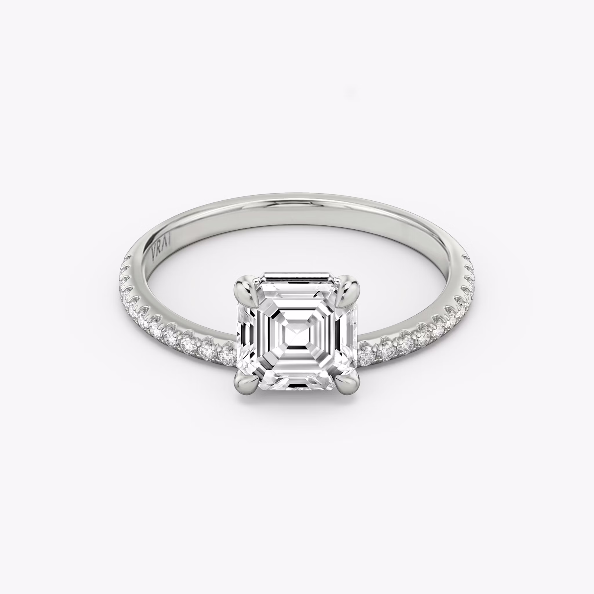 The Hover | Asscher | Platinum | bandAccent: Pavé | diamondOrientation: vertical | caratWeight: other