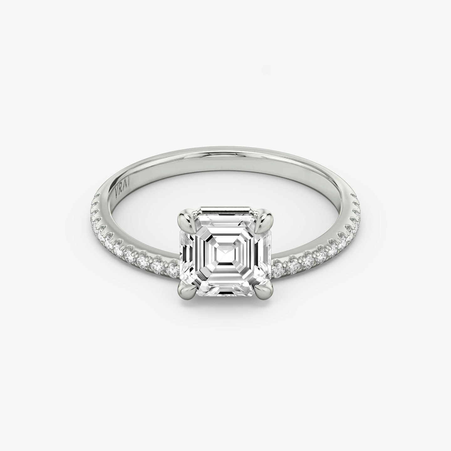 Hover | Asscher | Platin | bandAccent: Mit Pavé-Besatz | diamondOrientation: vertical | caratWeight: other
