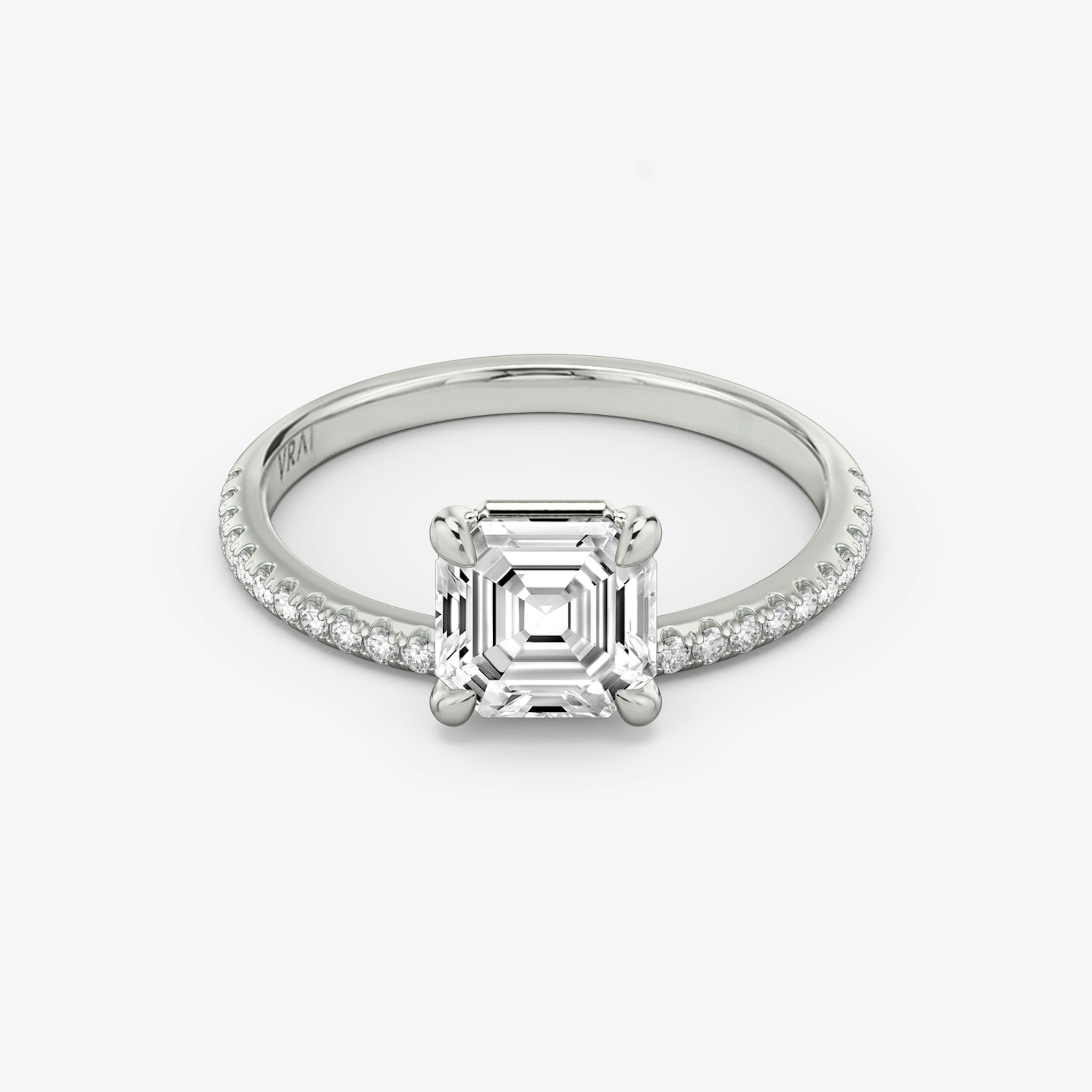 The Hover | Asscher | Platinum | bandAccent: Pavé | diamondOrientation: vertical | caratWeight: other