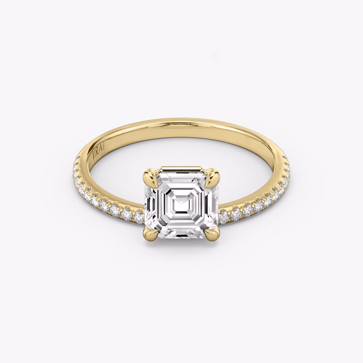 The Hover | Asscher | 18k | Yellow Gold | bandAccent: Pavé | diamondOrientation: vertical | caratWeight: other