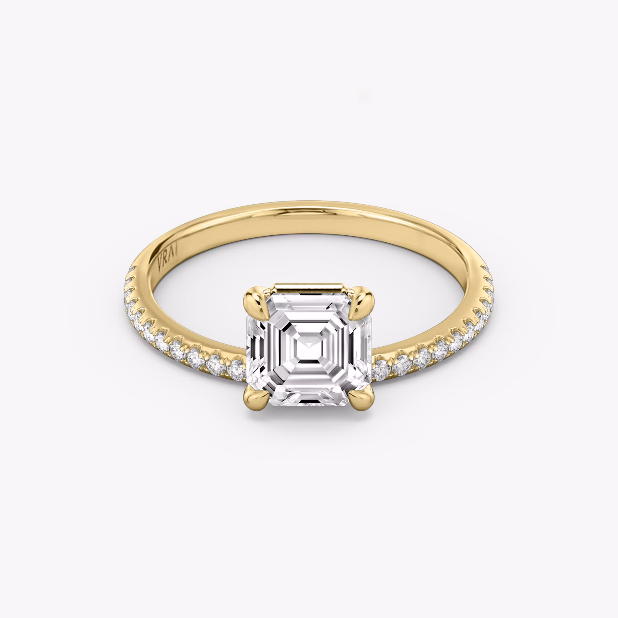 The Hover | Asscher | 18k | Yellow Gold | bandAccent: Pavé | diamondOrientation: vertical | caratWeight: other