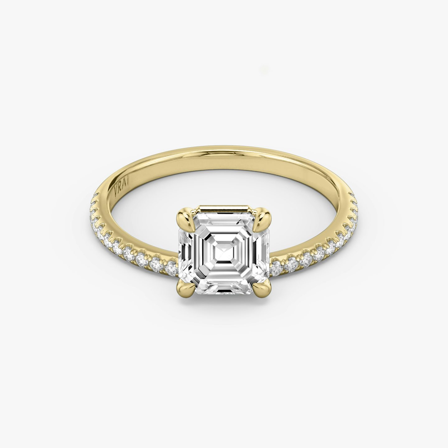 Hover | Asscher | 18k | Gelbgold | bandAccent: Mit Pavé-Besatz | diamondOrientation: vertical | caratWeight: other
