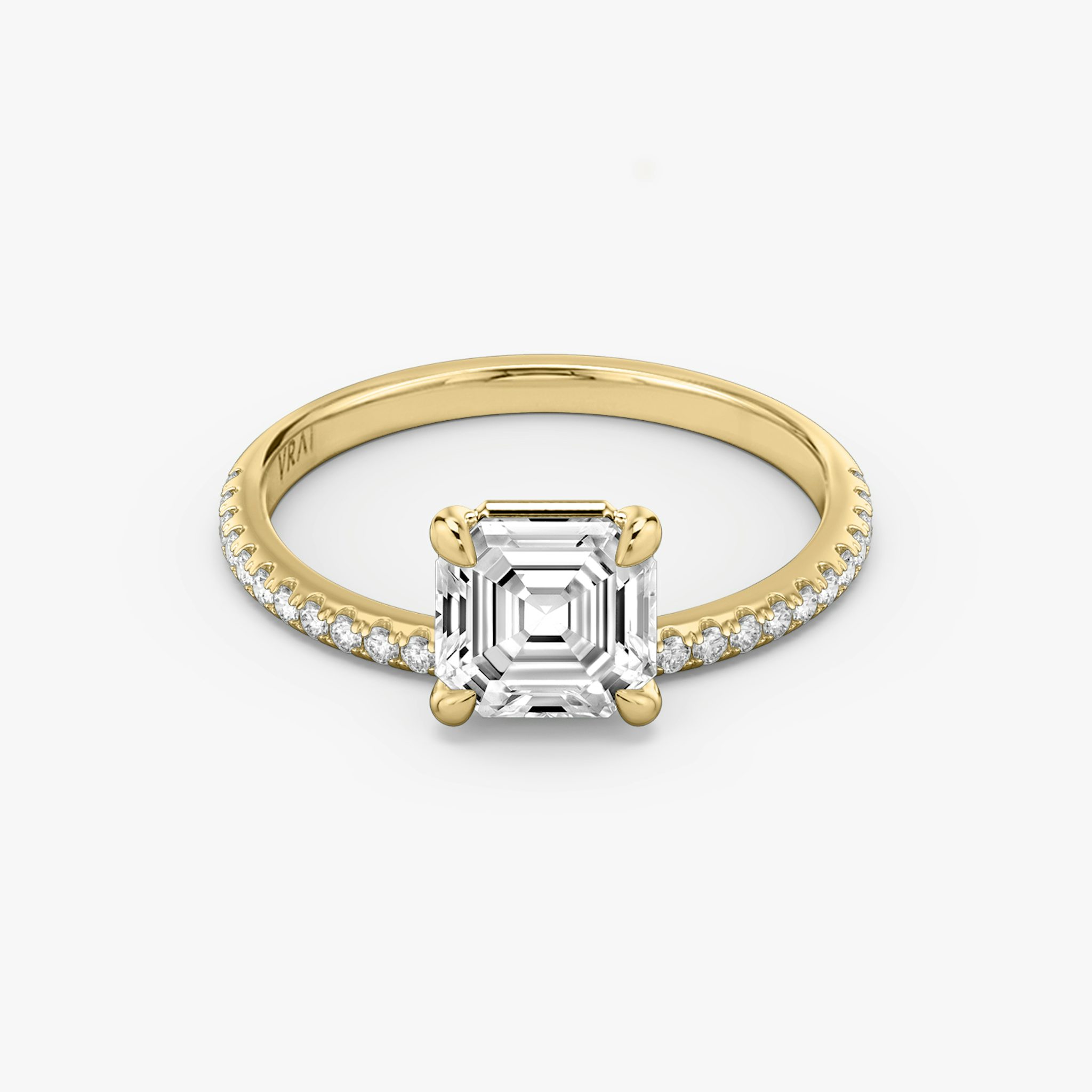 The Hover | Asscher | 18k | Yellow Gold | bandAccent: Pavé | diamondOrientation: vertical | caratWeight: other