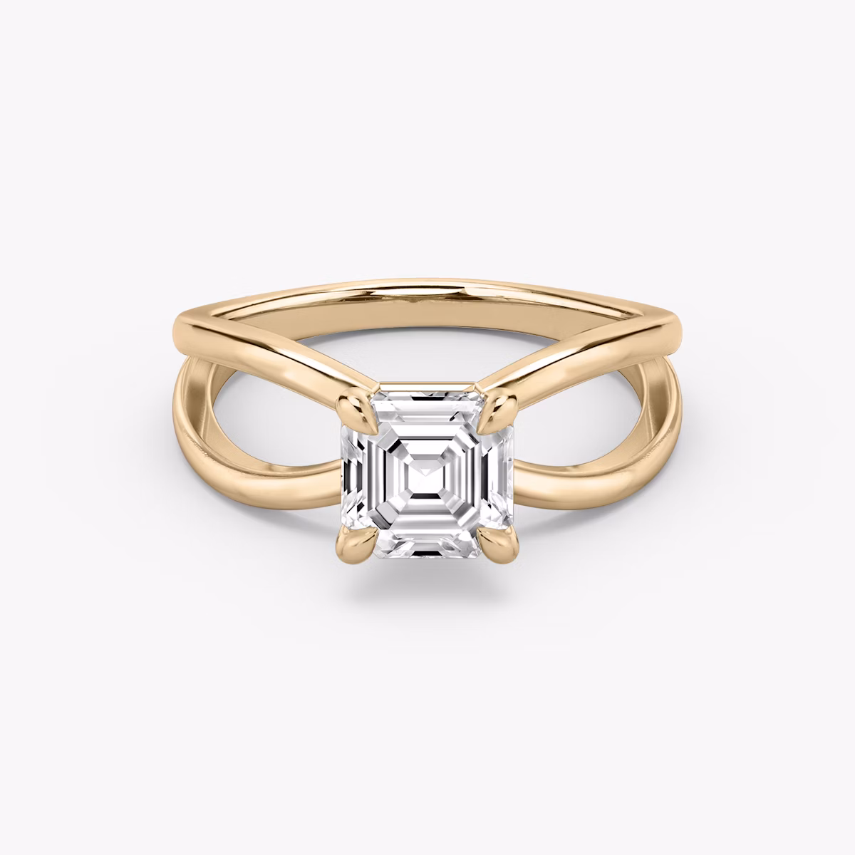 The Duet | Asscher | 14k | Rose Gold | bandAccent: Plain | diamondOrientation: vertical | caratWeight: other