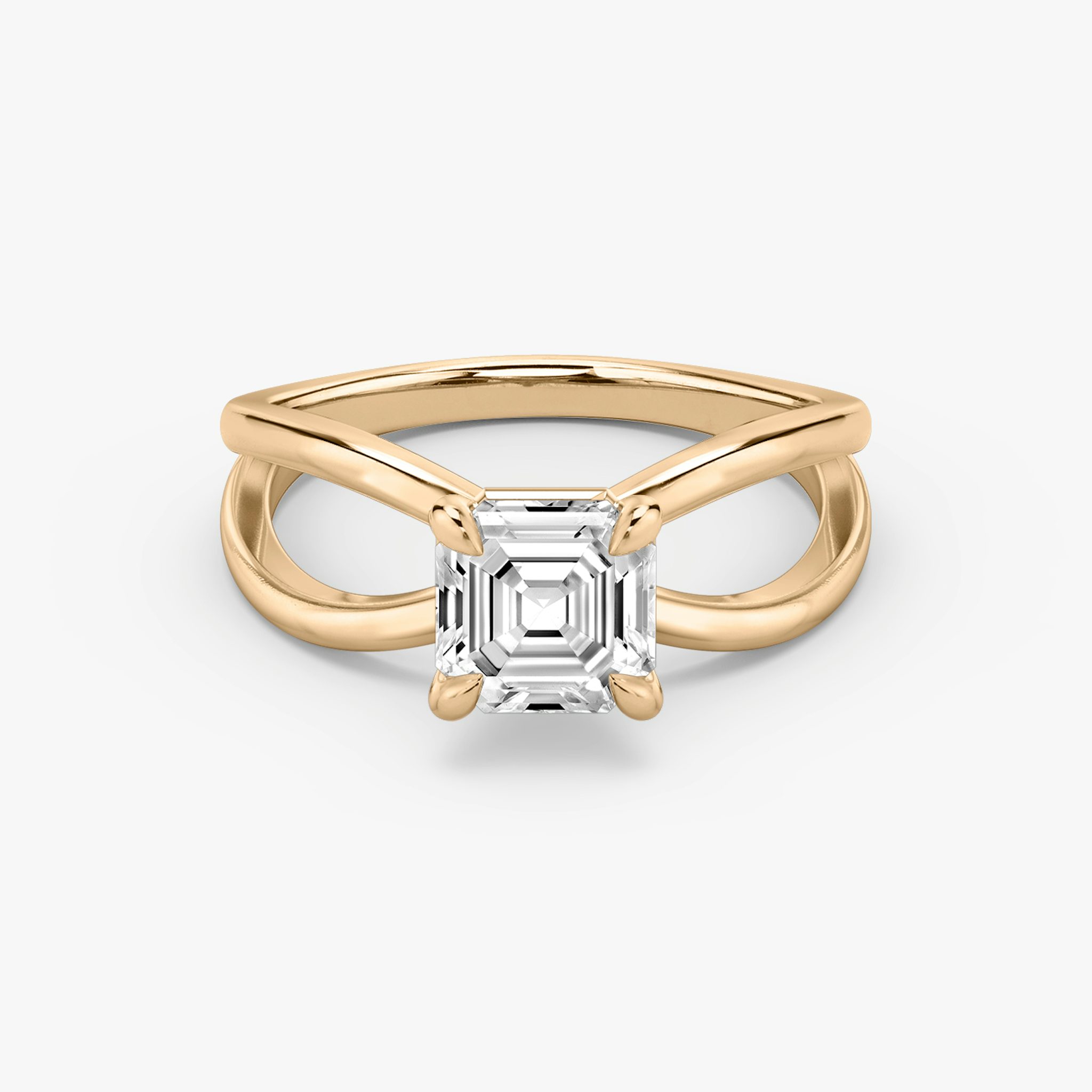 The Duet | Asscher | 14k | Rose Gold | bandAccent: Plain | diamondOrientation: vertical | caratWeight: other