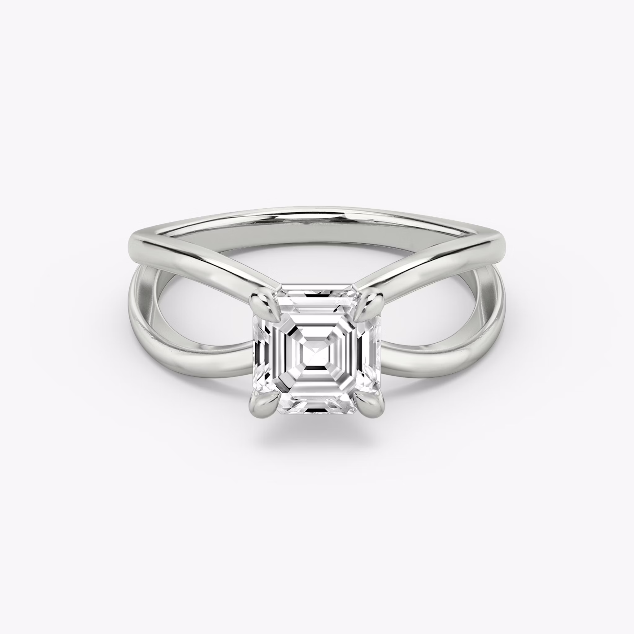 The Duet | Asscher | 18k | White Gold | bandAccent: Plain | diamondOrientation: vertical | caratWeight: other