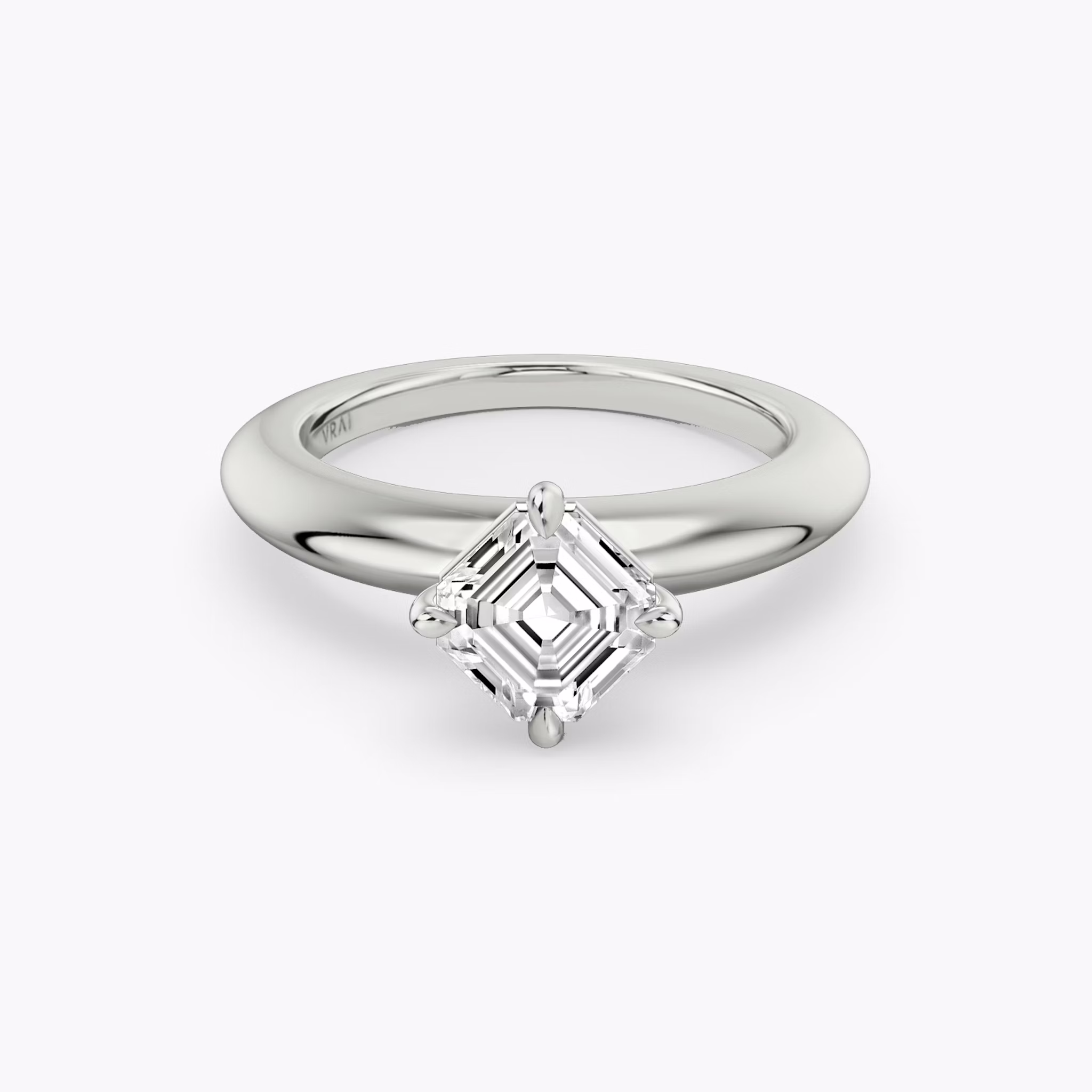 The Curator | Asscher | 18k | White Gold | bandAccent: Plain | diamondOrientation: vertical | caratWeight: other