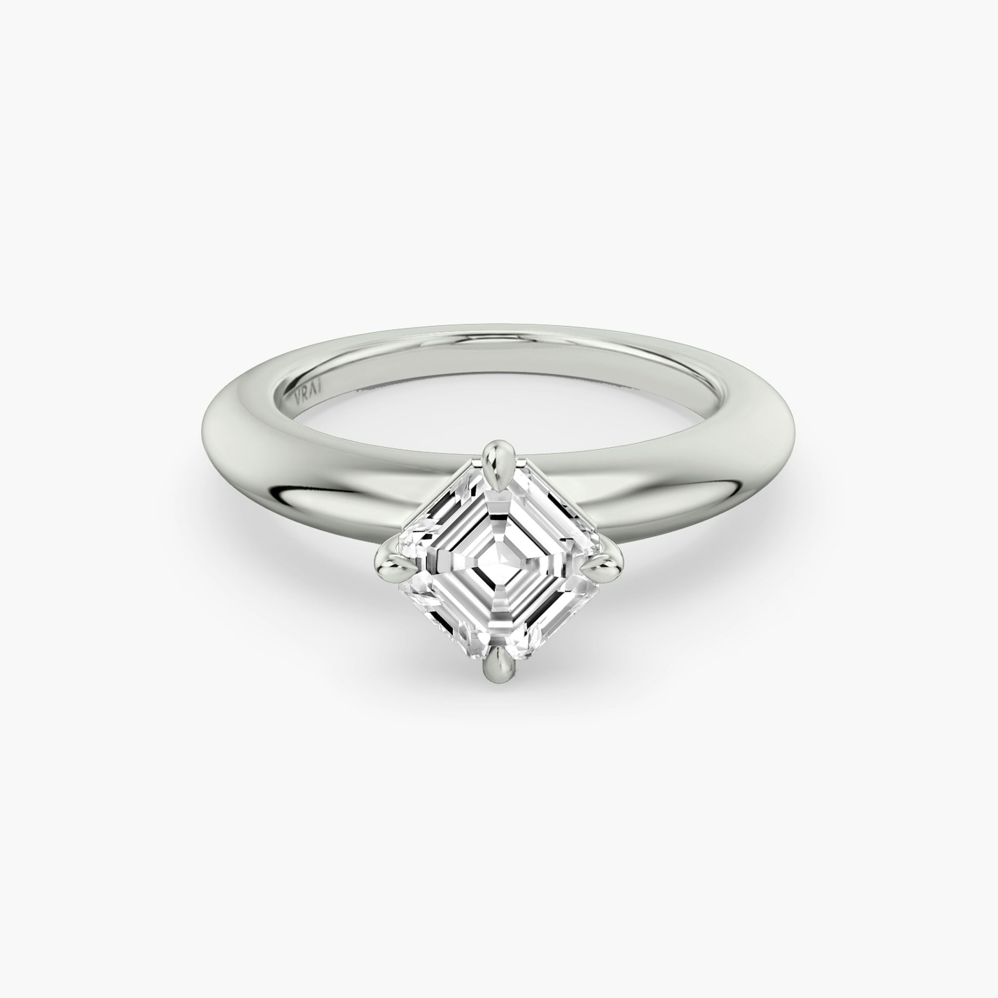 The Curator | Asscher | 18k | White Gold | bandAccent: Plain | diamondOrientation: vertical | caratWeight: other