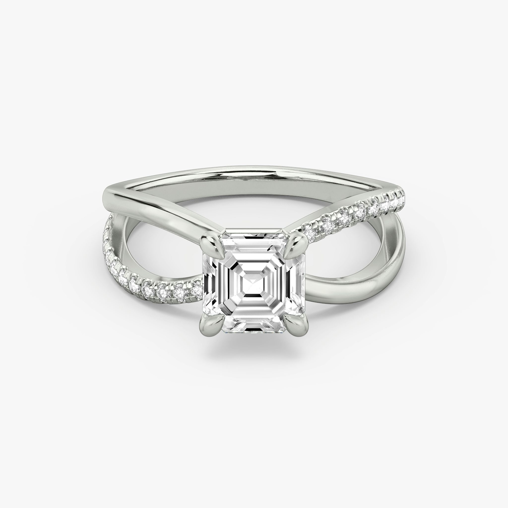 The Duet | Asscher | 18k | White Gold | bandAccent: Pavé | diamondOrientation: vertical | caratWeight: other