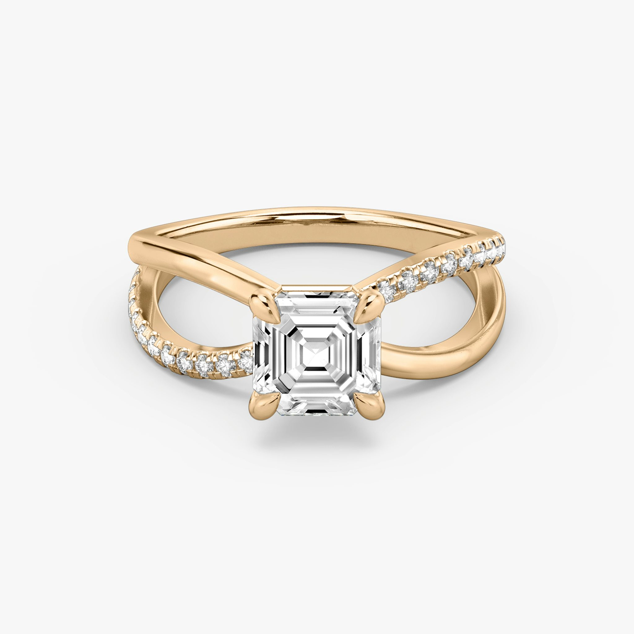 The Duet | Asscher | 14k | Rose Gold | bandAccent: Pavé | diamondOrientation: vertical | caratWeight: other