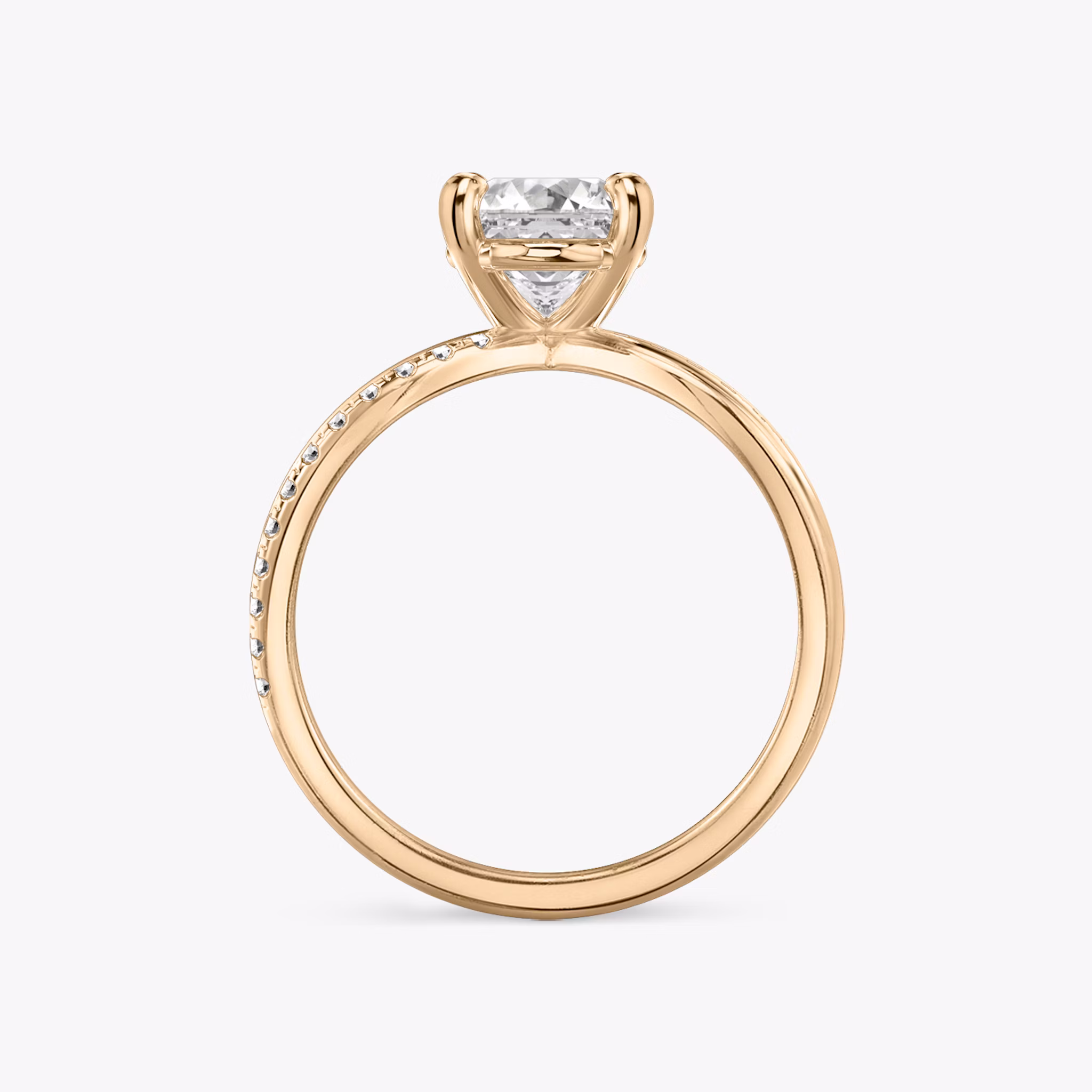 The Duet | Asscher | 14k | Rose Gold | bandAccent: Pavé | diamondOrientation: vertical | caratWeight: other