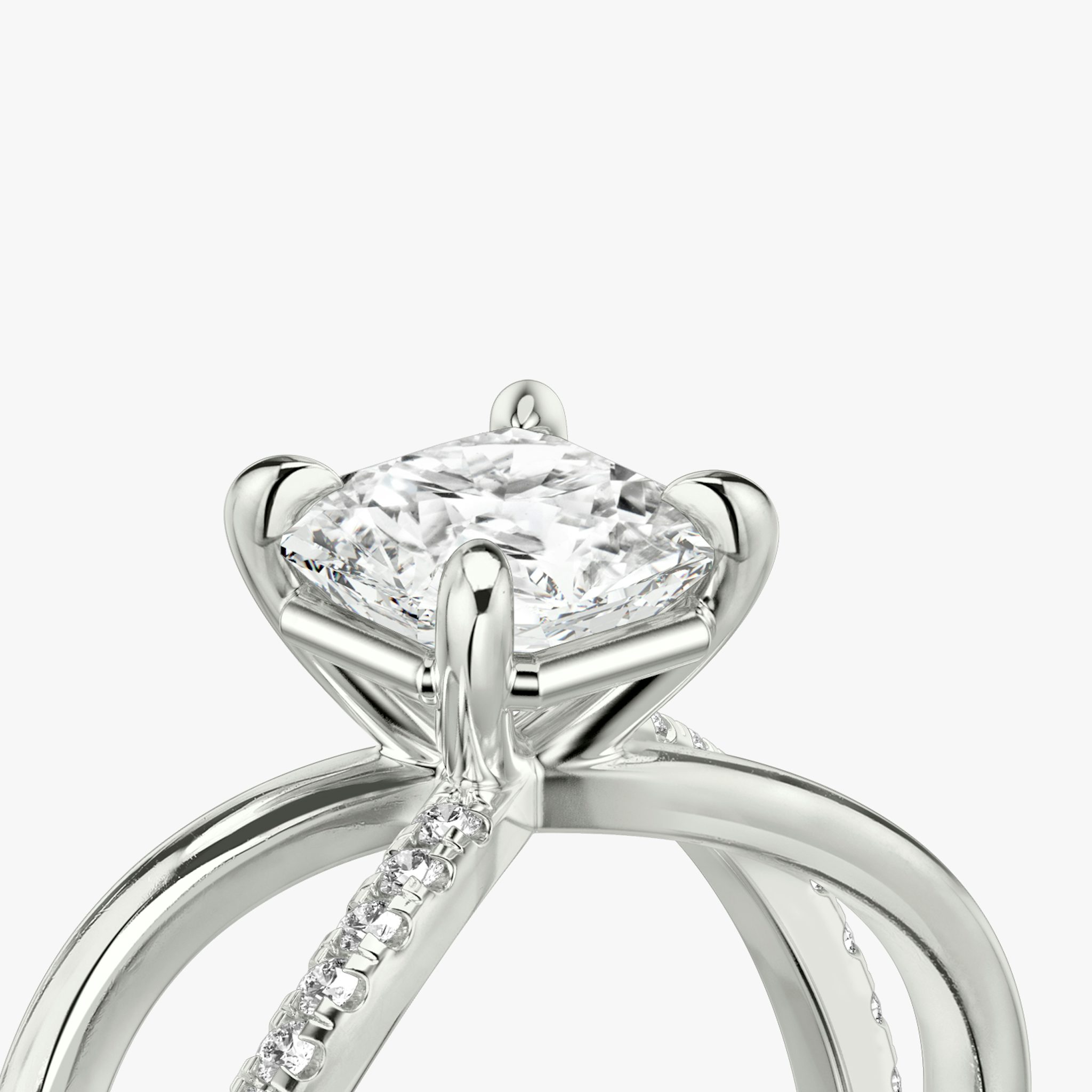 The Duet | Asscher | 18k | White Gold | bandAccent: Pavé | diamondOrientation: vertical | caratWeight: other