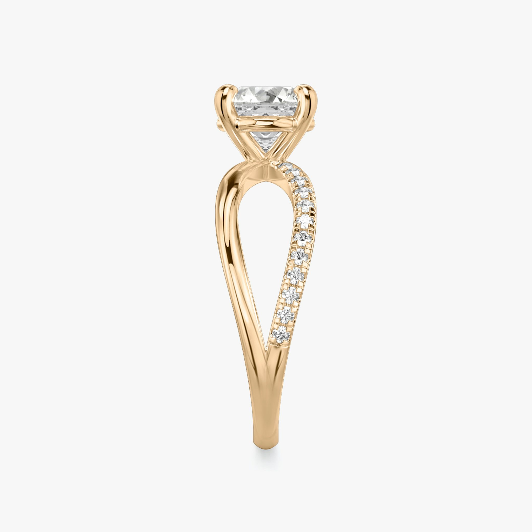 The Duet | Asscher | 14k | Rose Gold | bandAccent: Pavé | diamondOrientation: vertical | caratWeight: other