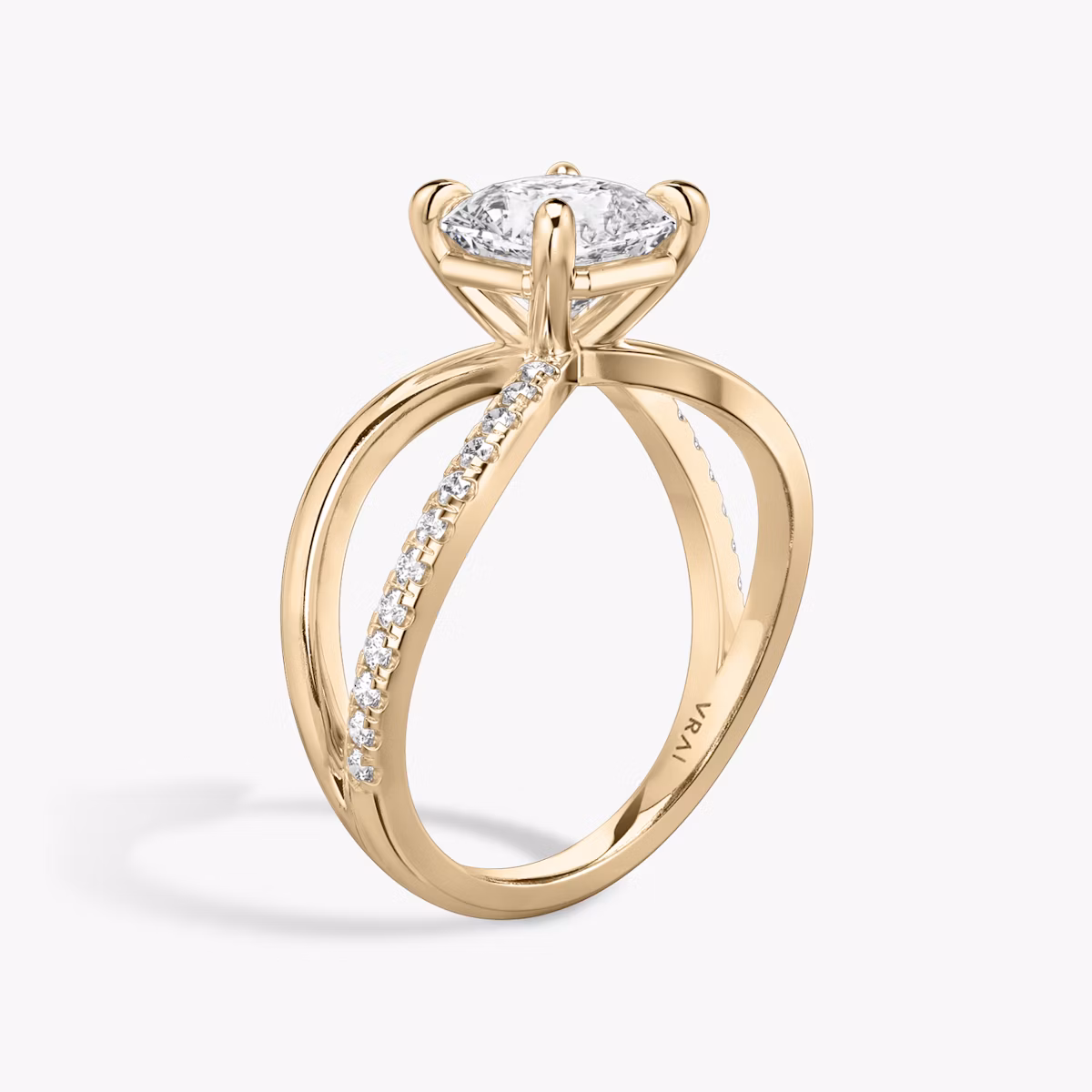 The Duet | Asscher | 14k | Rose Gold | bandAccent: Pavé | diamondOrientation: vertical | caratWeight: other