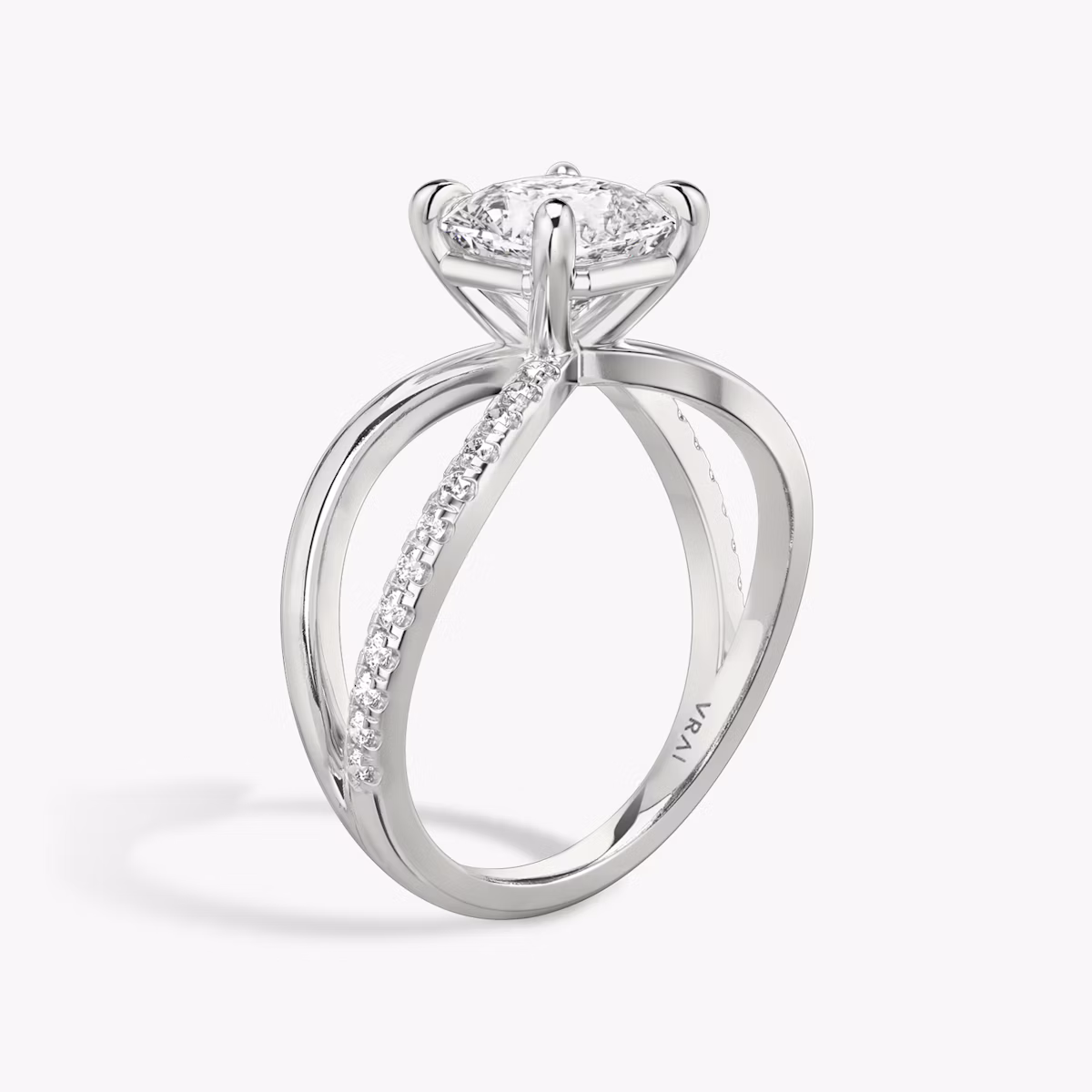 The Duet | Asscher | 18k | White Gold | bandAccent: Pavé | diamondOrientation: vertical | caratWeight: other